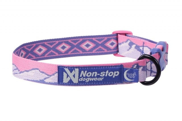 Trail Quest collar, Rachel Pohl edition, featuring vibrant mountain art design.