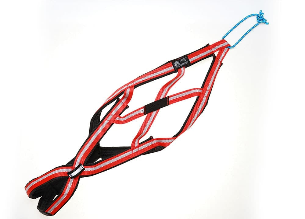Dragråttan X-Back Wide Neck harness in black, showing the wide neck opening and strap design.