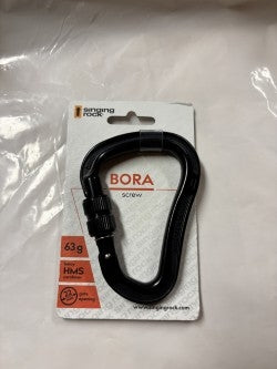 Karabiner with screw gate lock, metal, silver