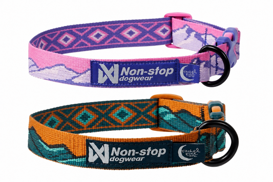 Rachel Pohl Edition Trail Quest collar with colorful mountain landscape design