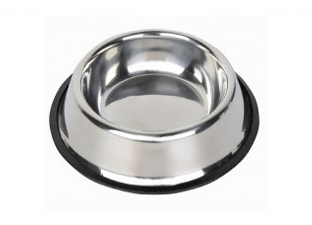 V.I.P. Fôrskål with rubber ring, white ceramic dog bowl with blue trim