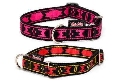 ManMat dog collar, black nylon with reflective stitching